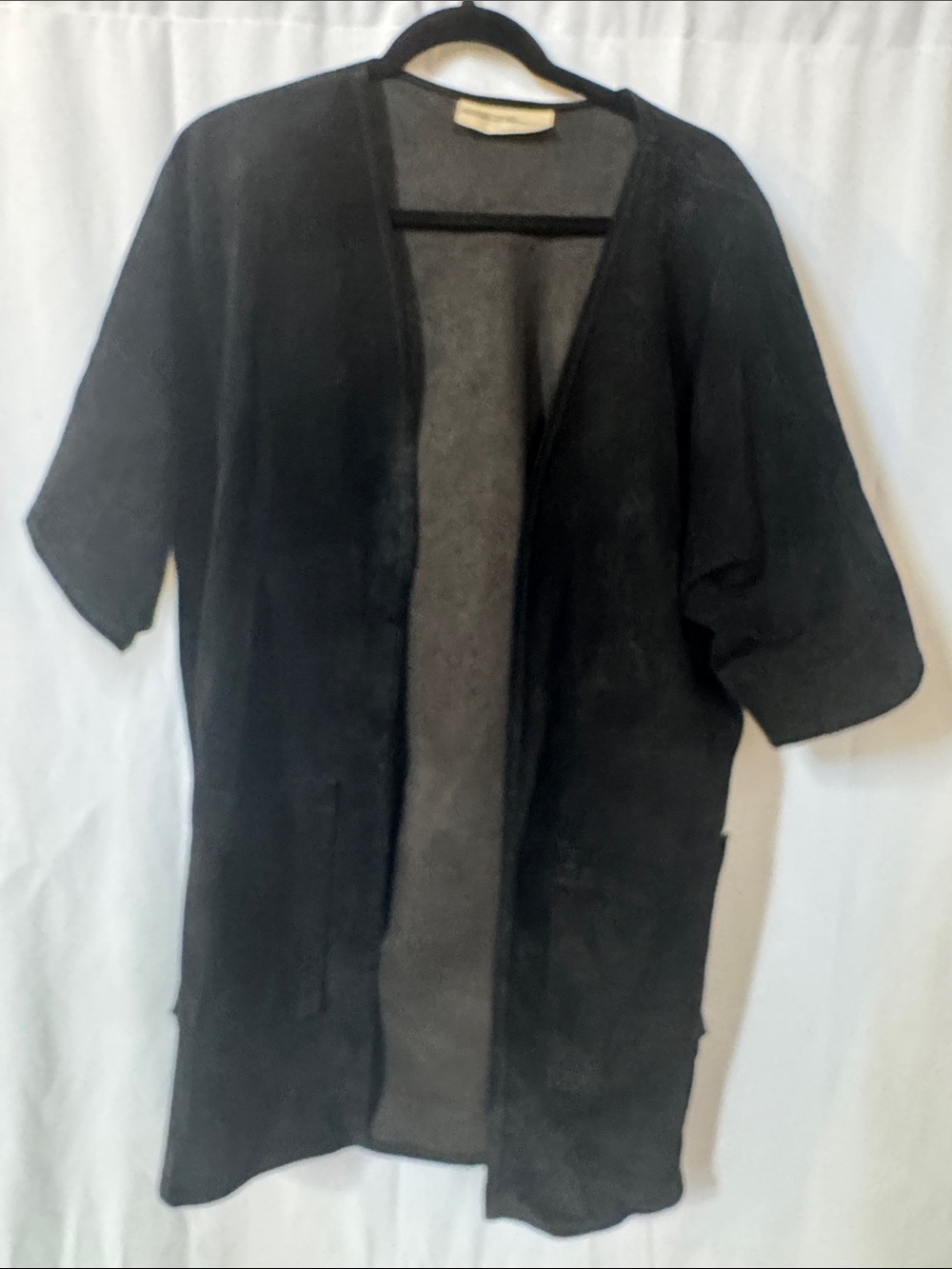 Black Suede Open-Front Women's Jacket